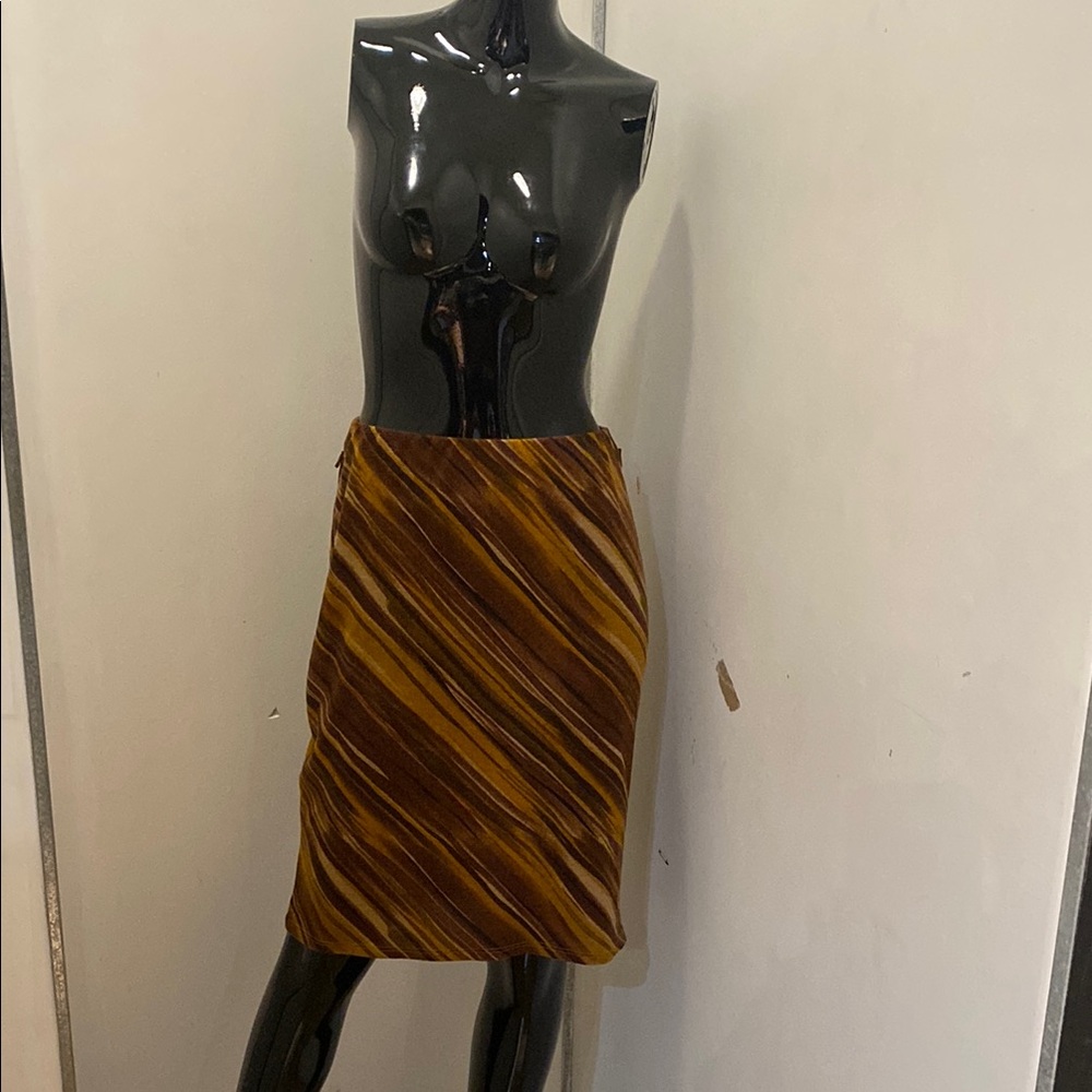 Forever 21 Brown and Gold Asymmetrical Pencil Skirt